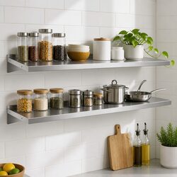 Versatile Stainless Steel Wall Shelf for Kitchen Organization