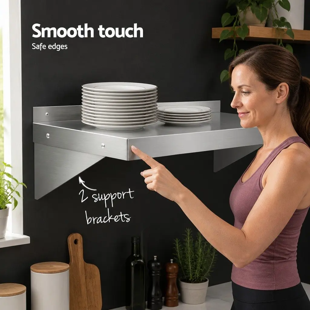 Wall Mounted Kitchen Shelf Storage Rack 1200mm Silver