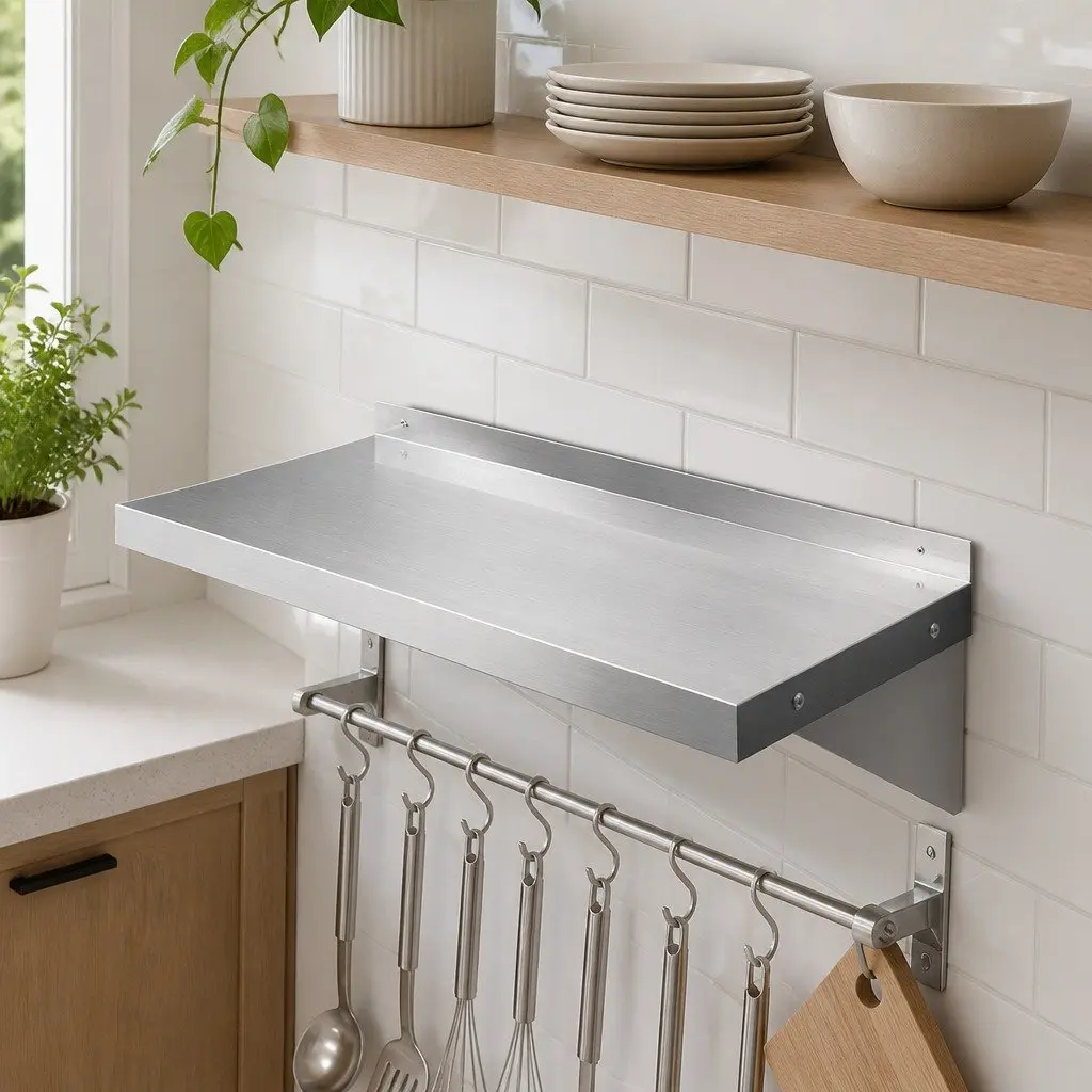 Stainless Steel Kitchen Wall Shelf Rack 900mm Storage Display Silver