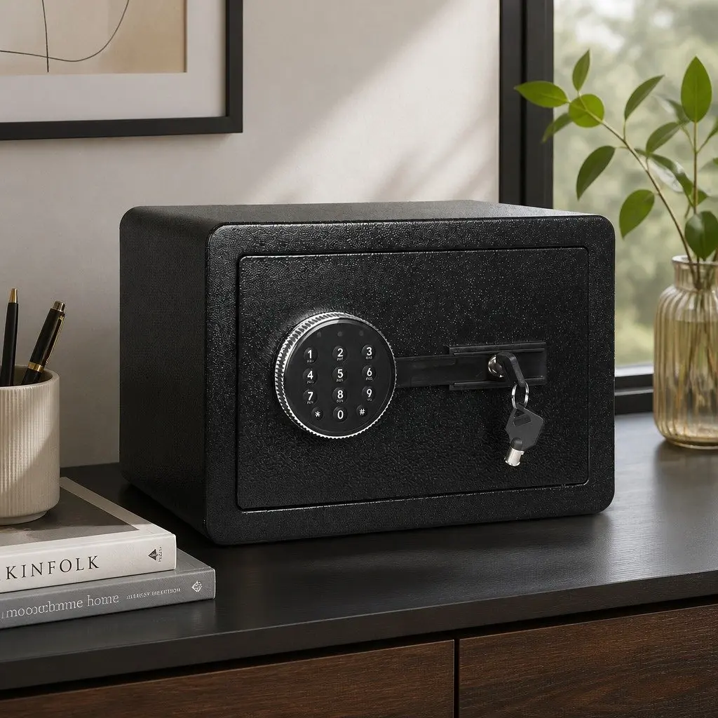 Digital Security Safe Box 8.1L Password Key Lock Home Office Cash Jewelry