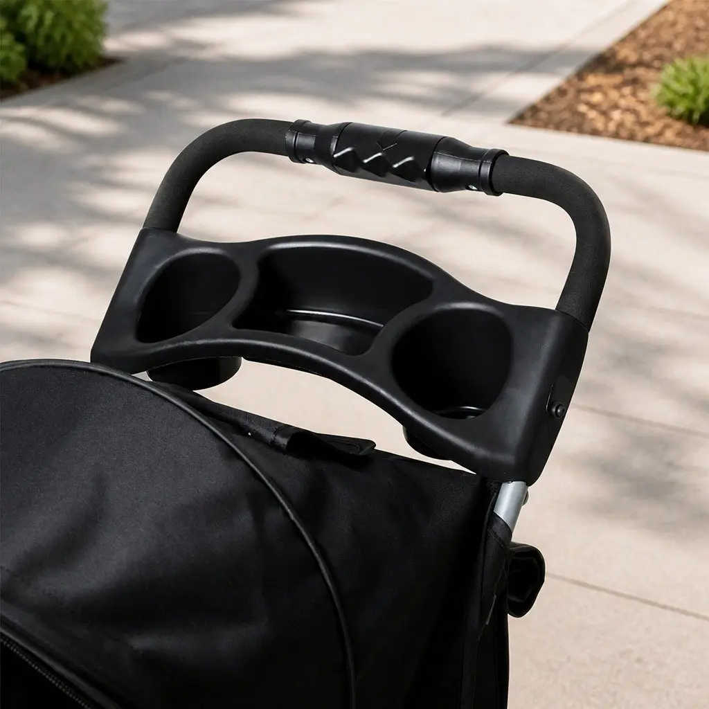 Pet Stroller Portable Travel Carrier Foldable 4 Wheels Black