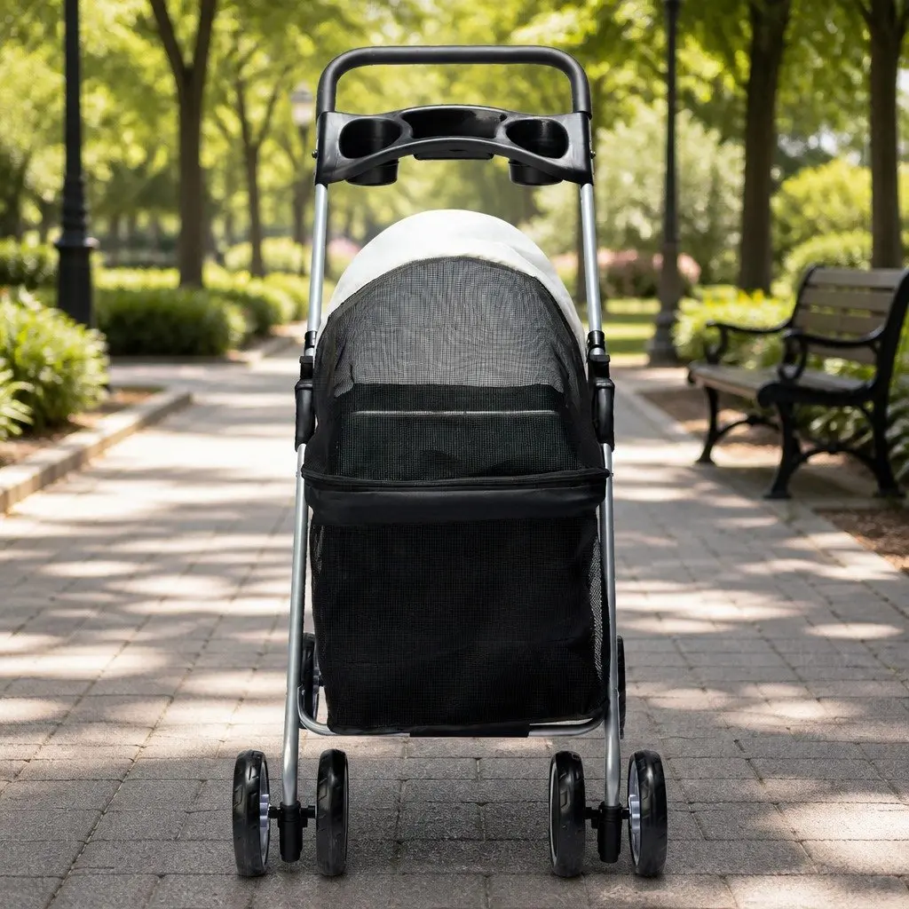 Pet Stroller Dog Cat Carrier Foldable Portable Travel Jogger Pushchair Black