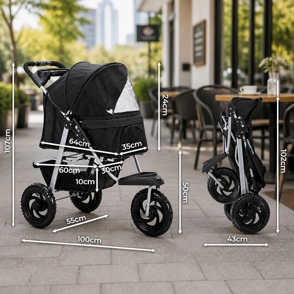 Pet Stroller with Secure Compartment