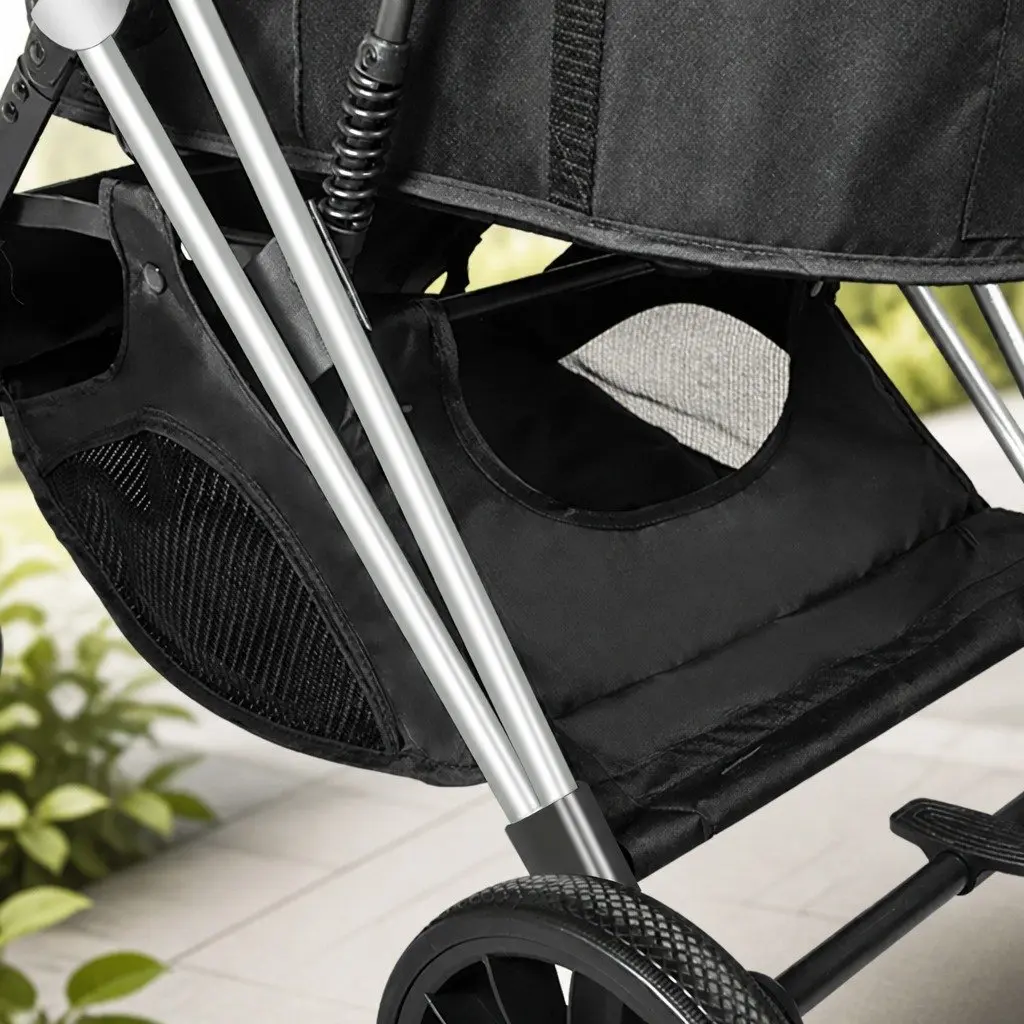 Pet Stroller 3 in 1 Carrier Foldable Grey Black