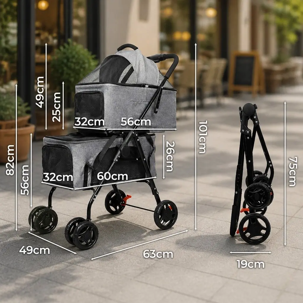 Two-Tier Pet Stroller for Small Pets