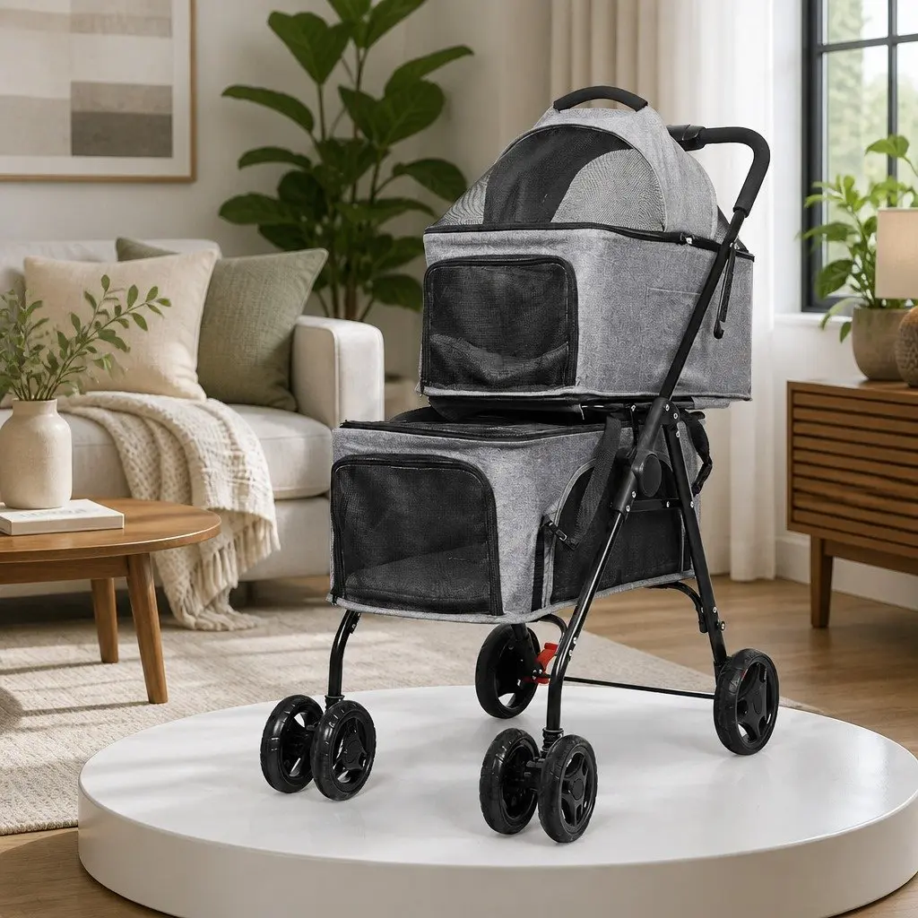 Two-Tier Pet Stroller for Small Pets