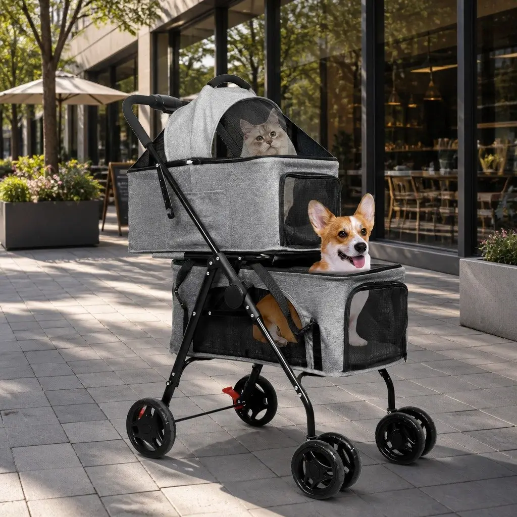 Two-Tier Pet Stroller for Small Pets