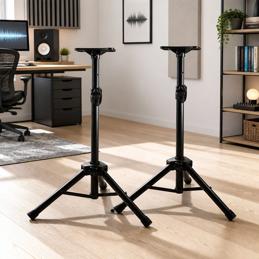Adjustable Speaker Stand Tripod Pair 65-120cm