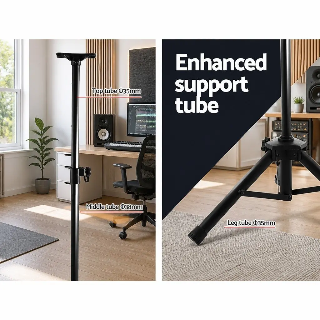 Speaker Stand Adjustable Height 65-120cm Tripod Pair Black