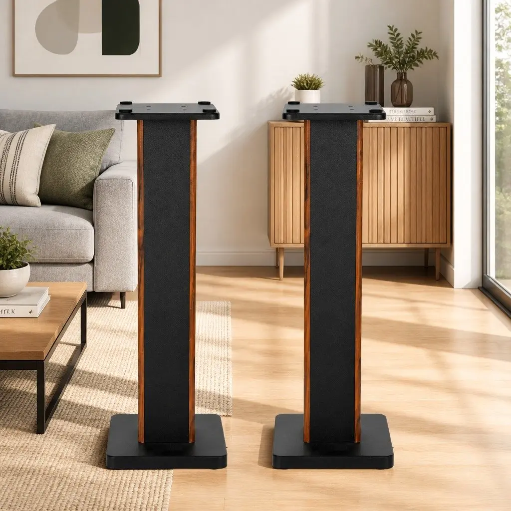 Speaker Stands 70cm Pair Monitor Surround Sound Studio Setup MDF Sand-Fillable