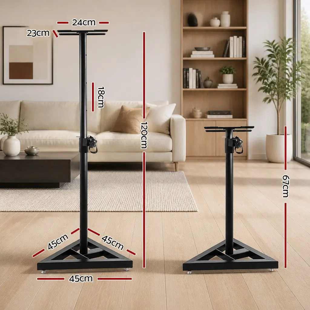 Speaker Stand Adjustable Height 67-120cm Black 2pcs