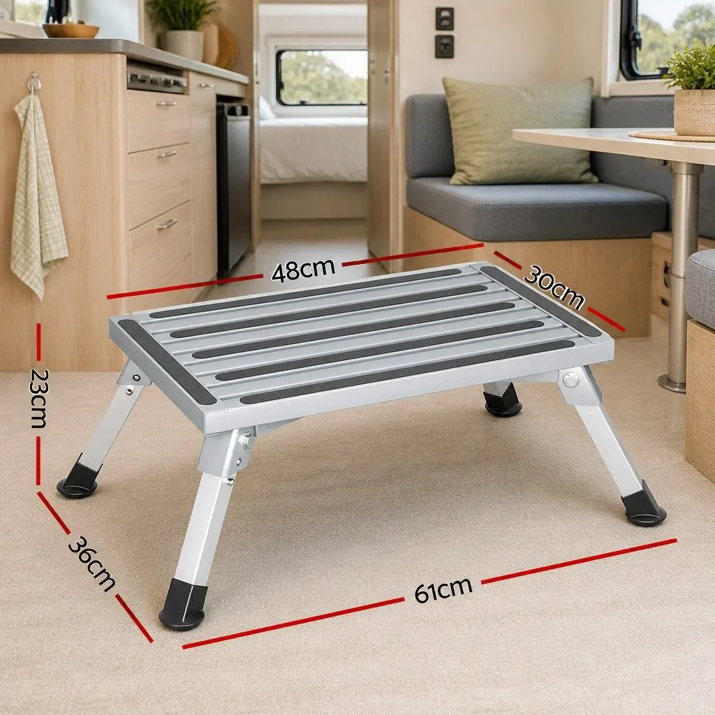Folding Caravan Step Stool Lightweight Portable Camp Ladder for RV Trailer Truck