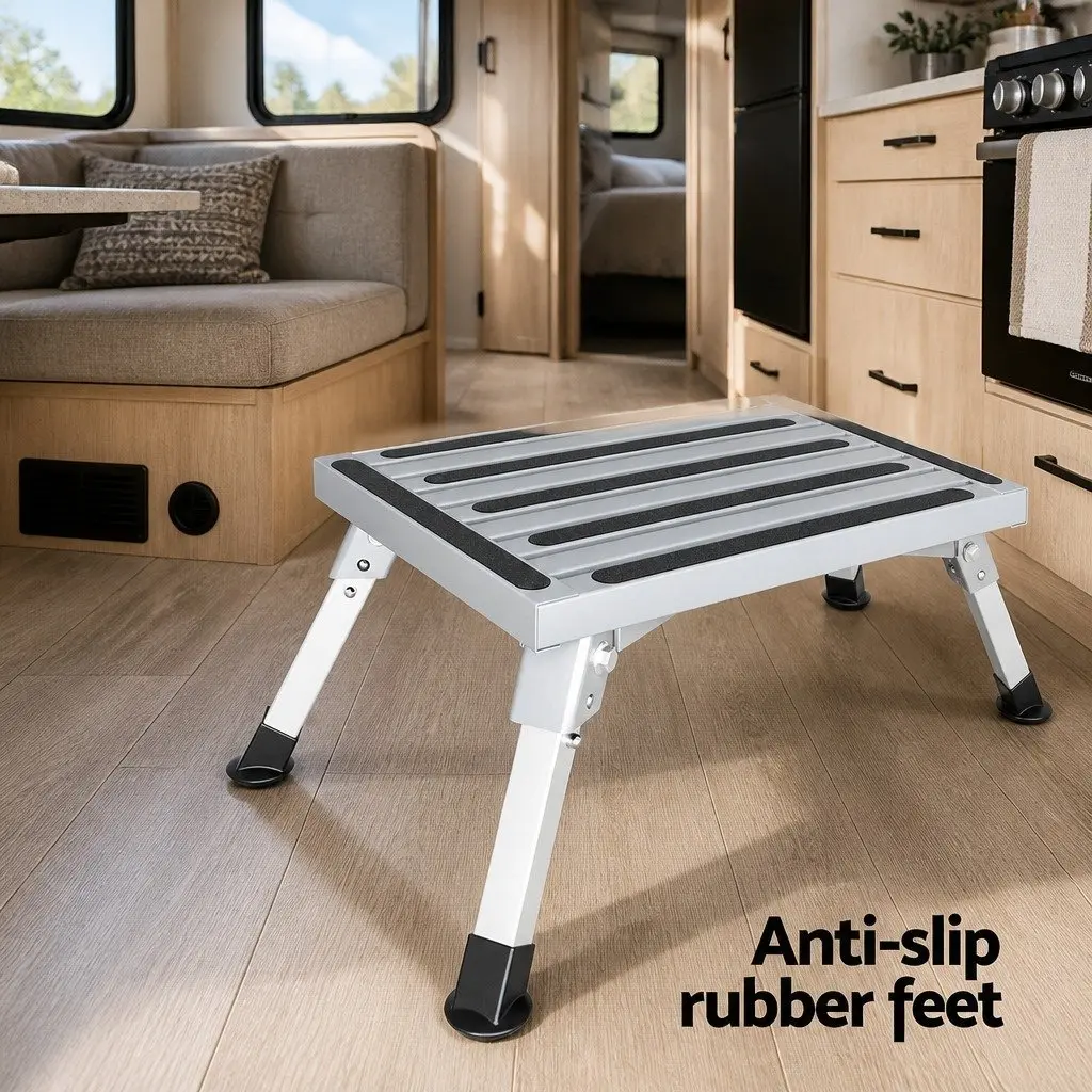 Folding Caravan Step Stool Lightweight Portable Camp Ladder for RV Trailer Truck