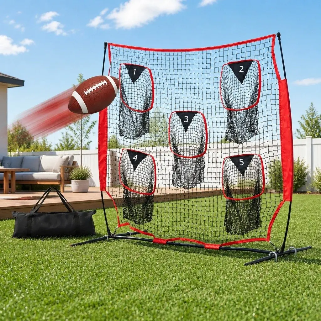 Football Training Net Portable Soccer Goal 1.8m Red 5 Target Rebounder Practice Net