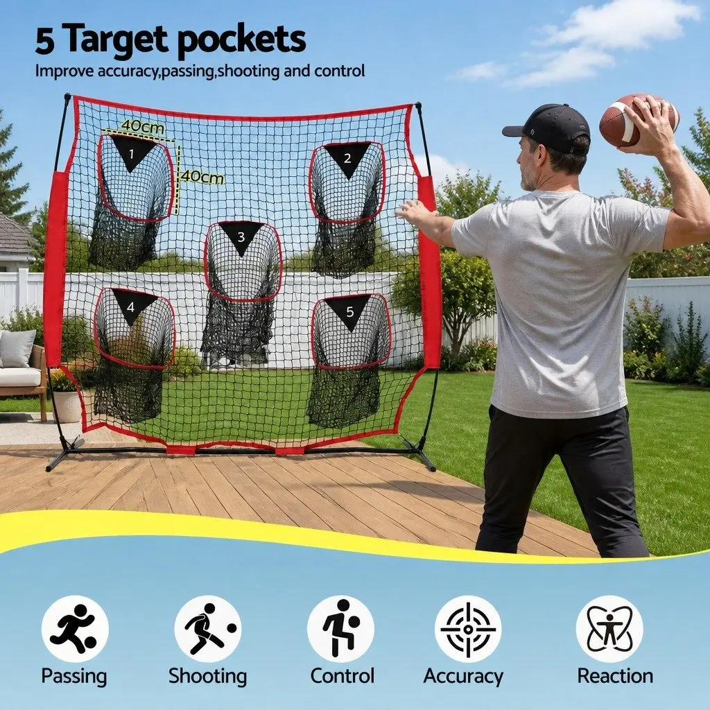 Football Training Net Portable Soccer Goal 1.8m Red 5 Target Rebounder Practice Net