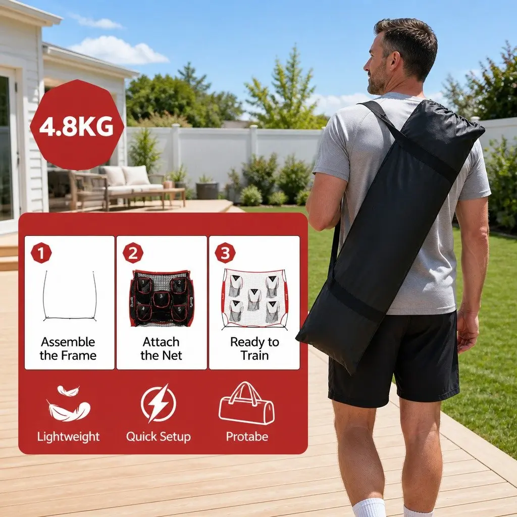 Football Training Net Portable Soccer Goal 1.8m Red 5 Target Rebounder Practice Net