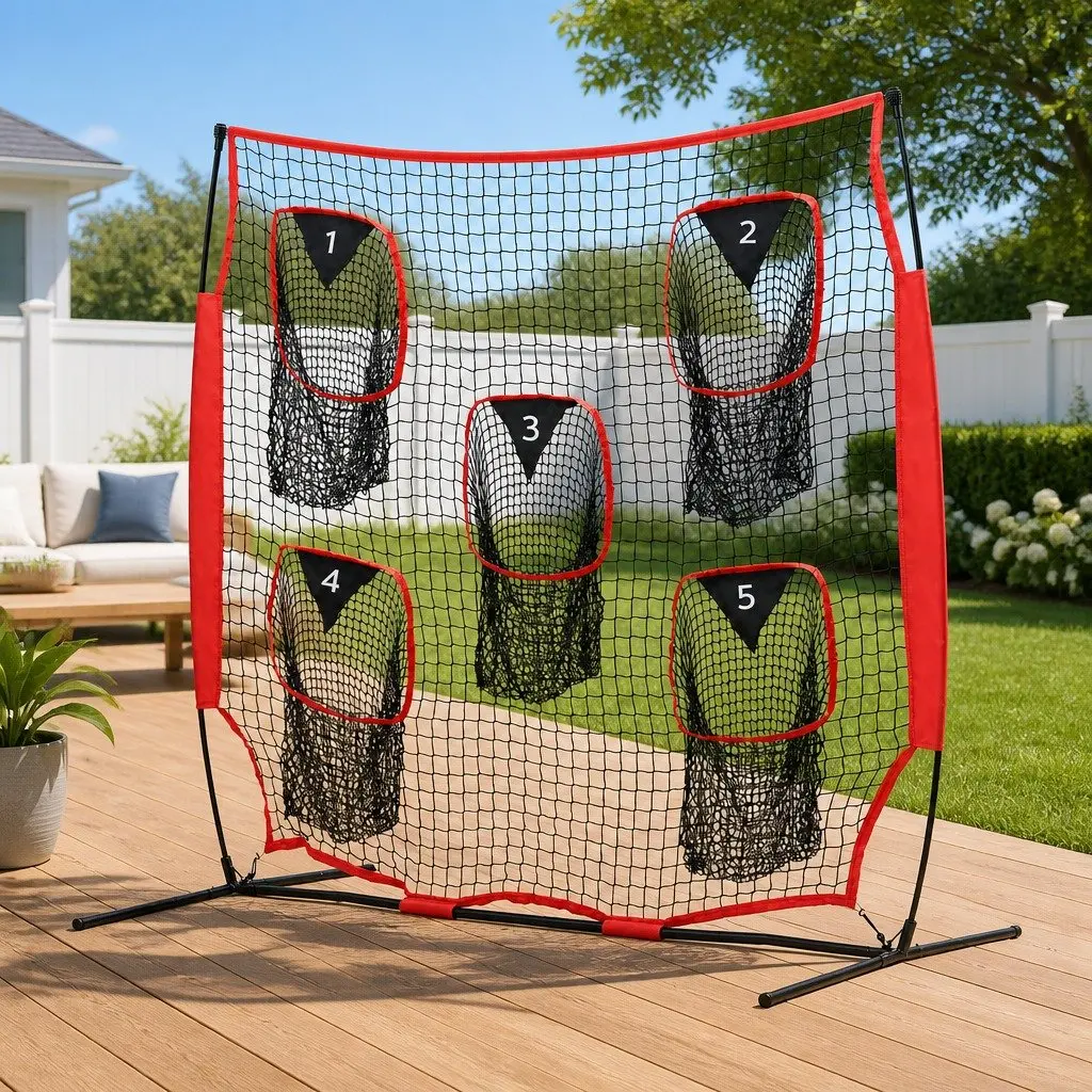 Football Training Net Portable Soccer Goal 1.8m Red 5 Target Rebounder Practice Net