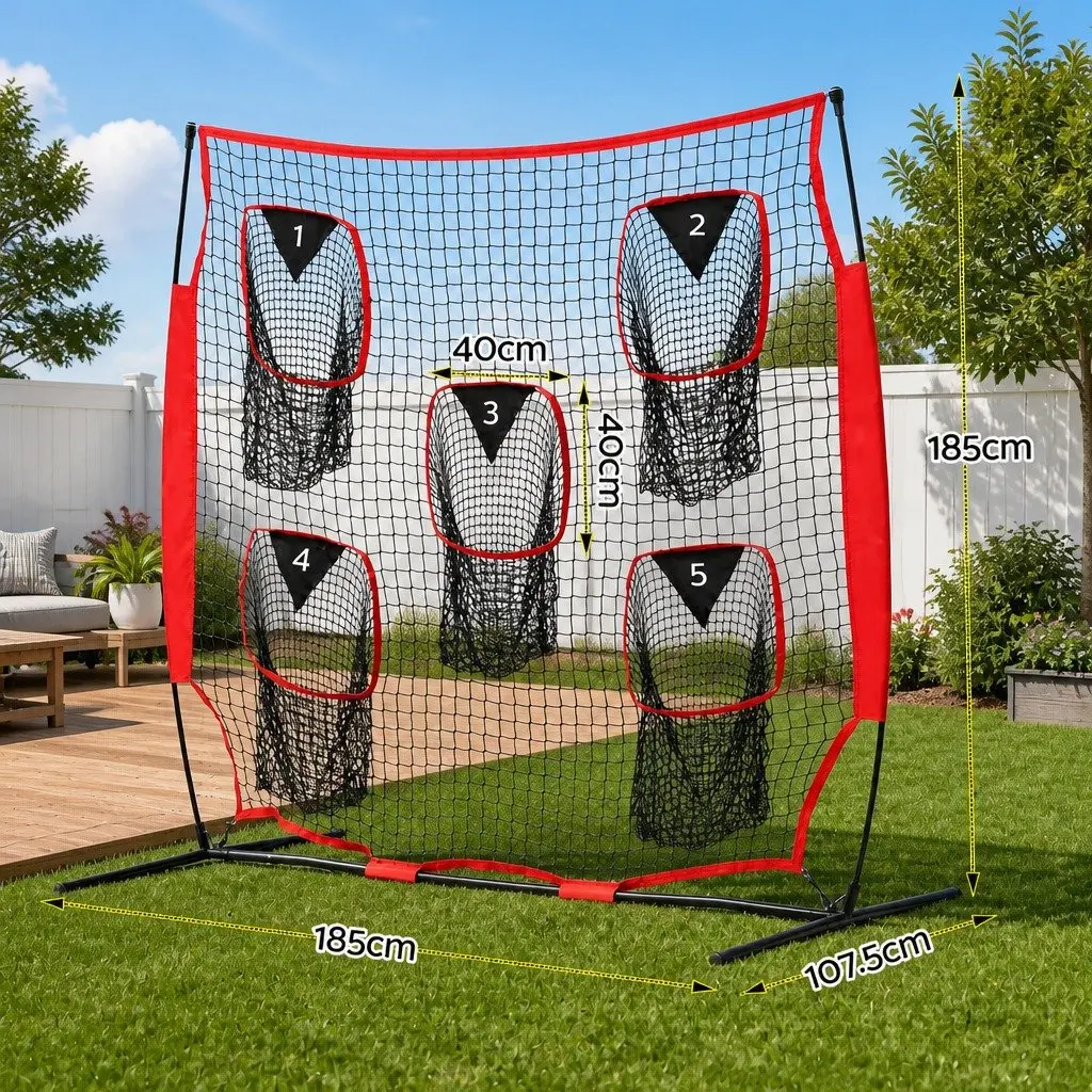 Football Training Net Portable Soccer Goal 1.8m Red 5 Target Rebounder Practice Net