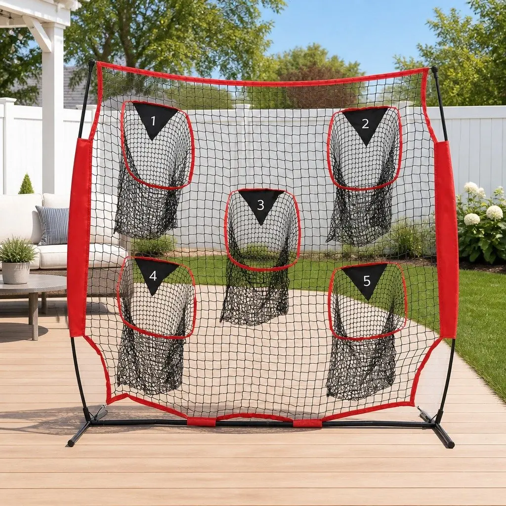 Football Training Net Portable Soccer Goal 1.8m Red 5 Target Rebounder Practice Net