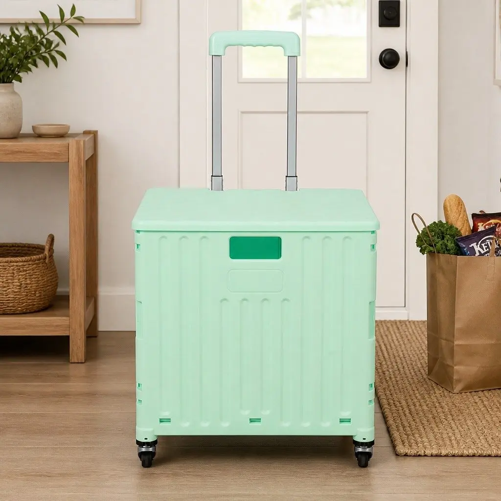 Collapsible Shopping Trolley Cart in Green