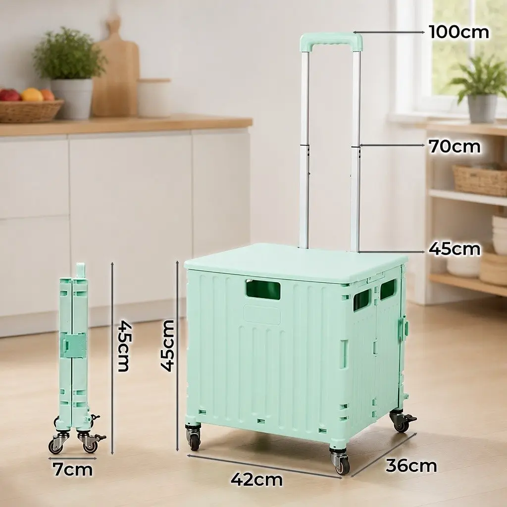 Collapsible Shopping Trolley Cart in Green