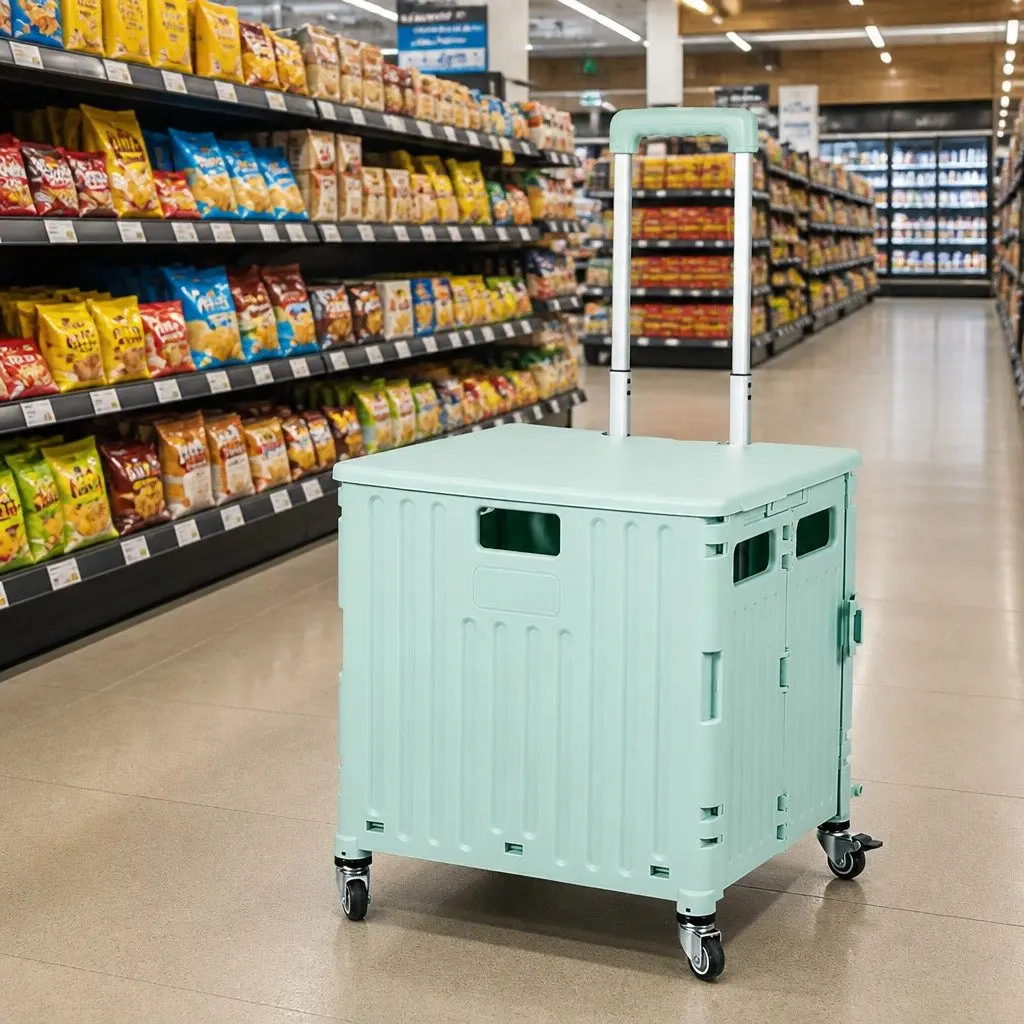 Collapsible Shopping Trolley Cart in Green