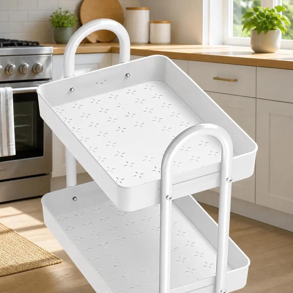 Storage Trolley Kitchen Cart 3 Tier Organiser Yellow