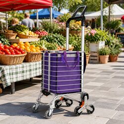 Reliable Purple Foldable Trolley for Safe Grocery Trips