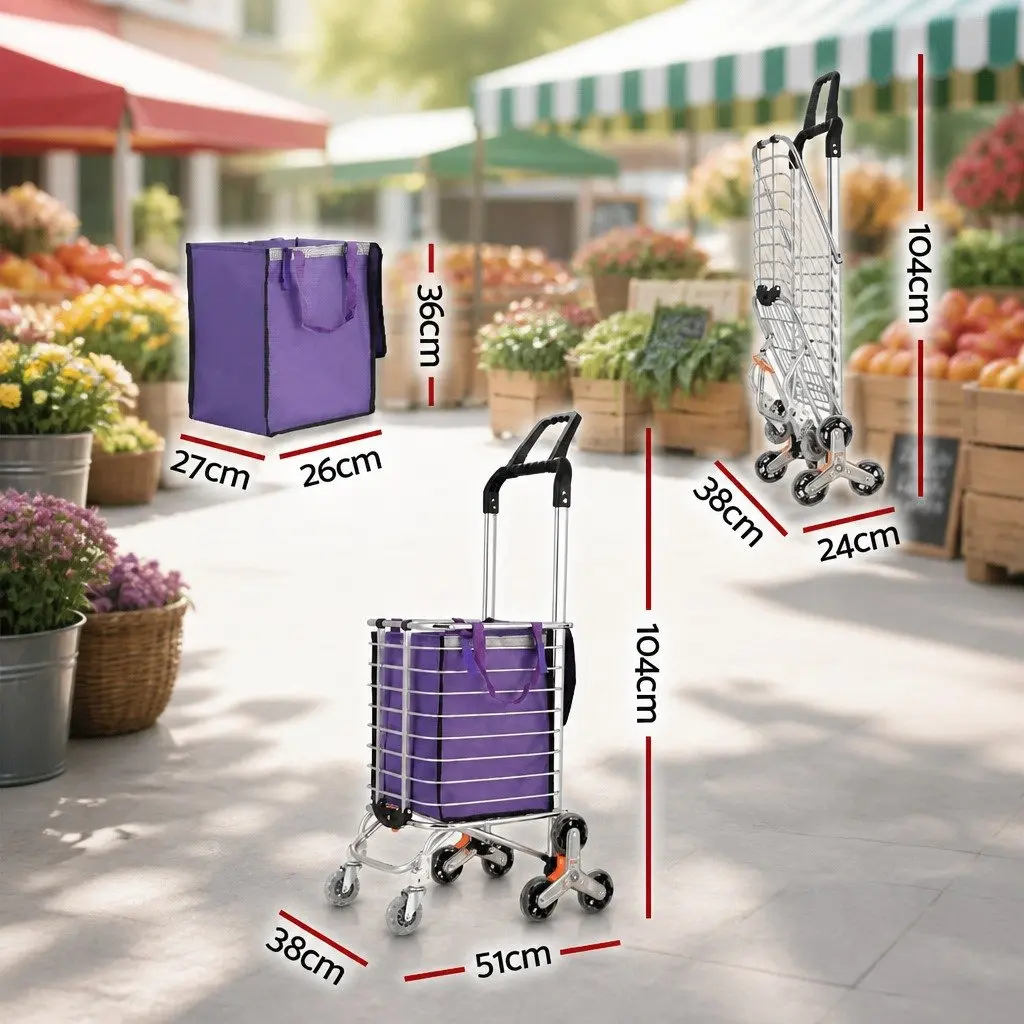 Purple Foldable Trolley for Safe Grocery Trips