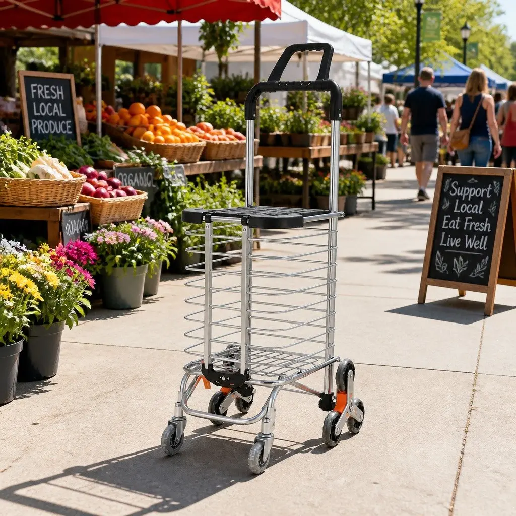 Purple Foldable Trolley for Safe Grocery Trips