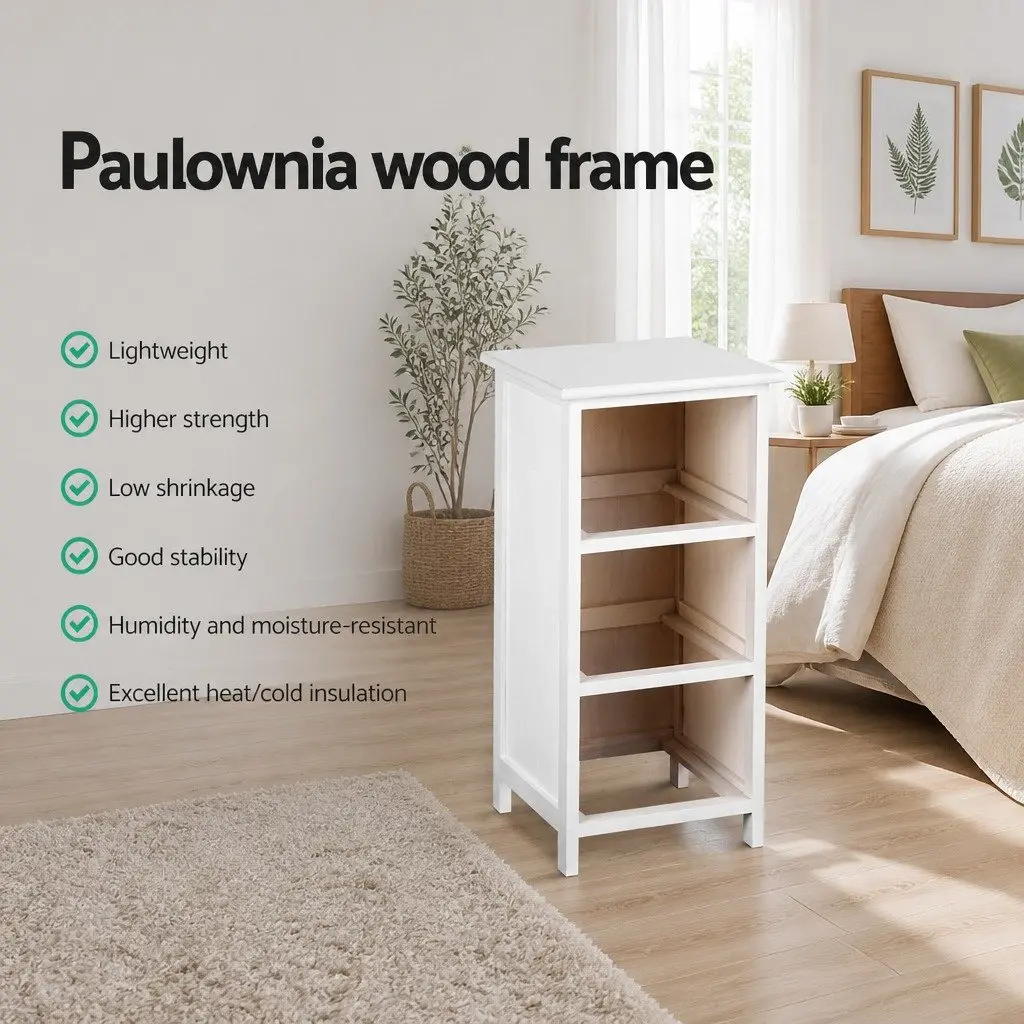 White 3-Drawer Cabinet for Bedside Organization