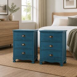 Warm and Practical Blue Vintage Nightstand