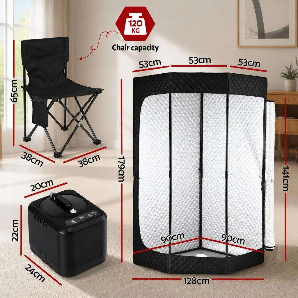 Portable Steam Sauna Tent Full Body Home Spa 1000W 3L Grey