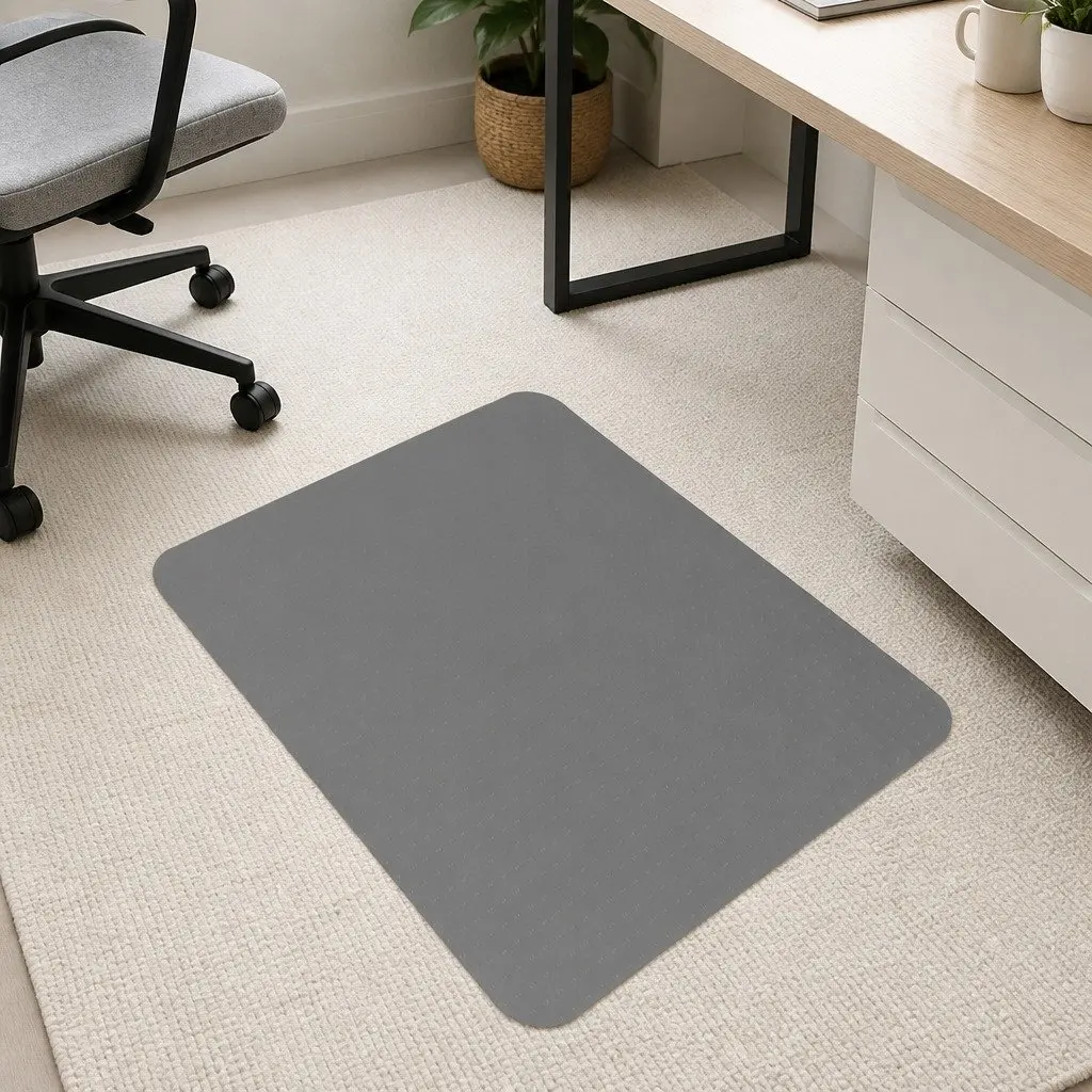 Chair Mat Floor Protector Gripper Backing 135cm x 114cm Black PVC for Carpet