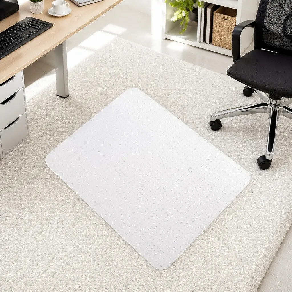 Chair Mat Carpet Floor Protection 135cm x 114cm Clear PVC Gripper Back