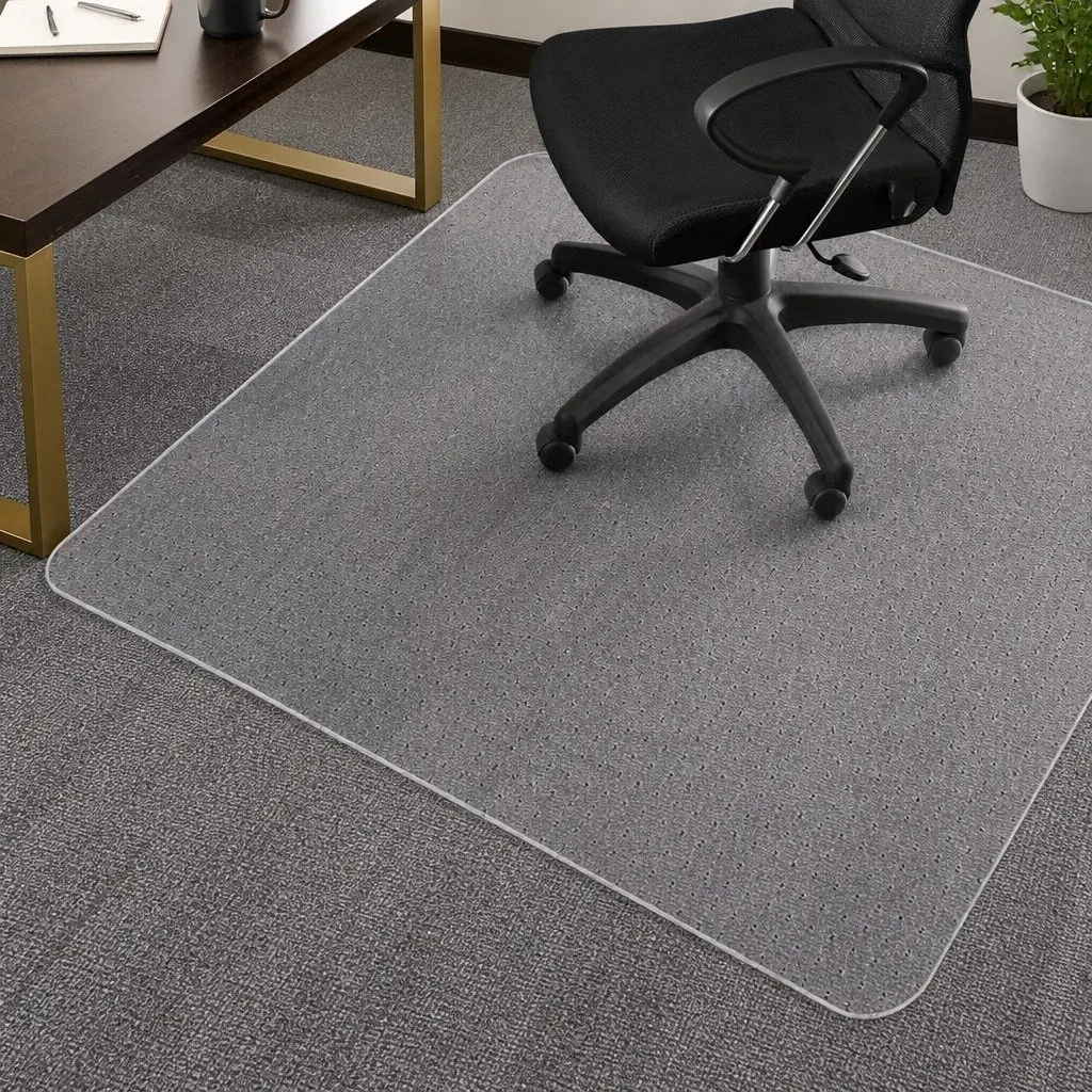 Chair Mat Carpet Floor Protection 135cm x 114cm Clear PVC Gripper Back