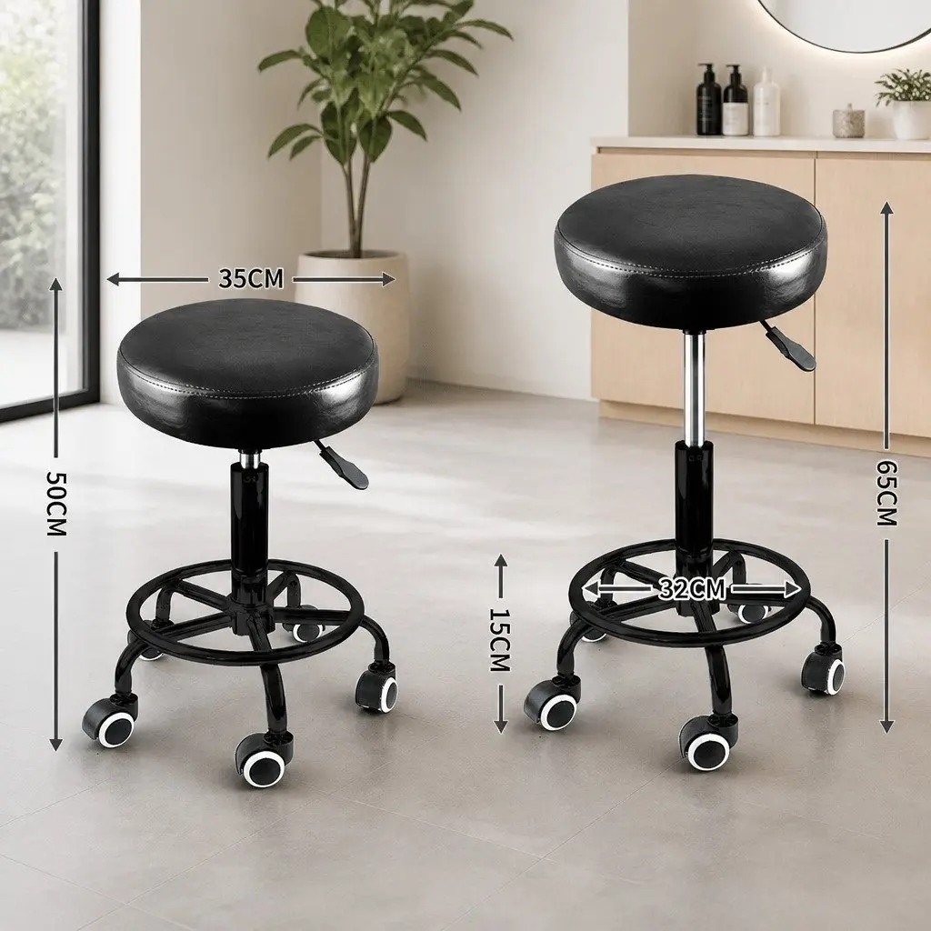 Salon Swivel Bar Stools Adjustable Height 360 Rotation Black