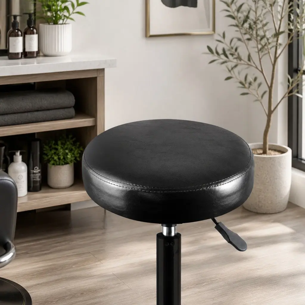 Salon Swivel Bar Stools Adjustable Height 360 Rotation Black