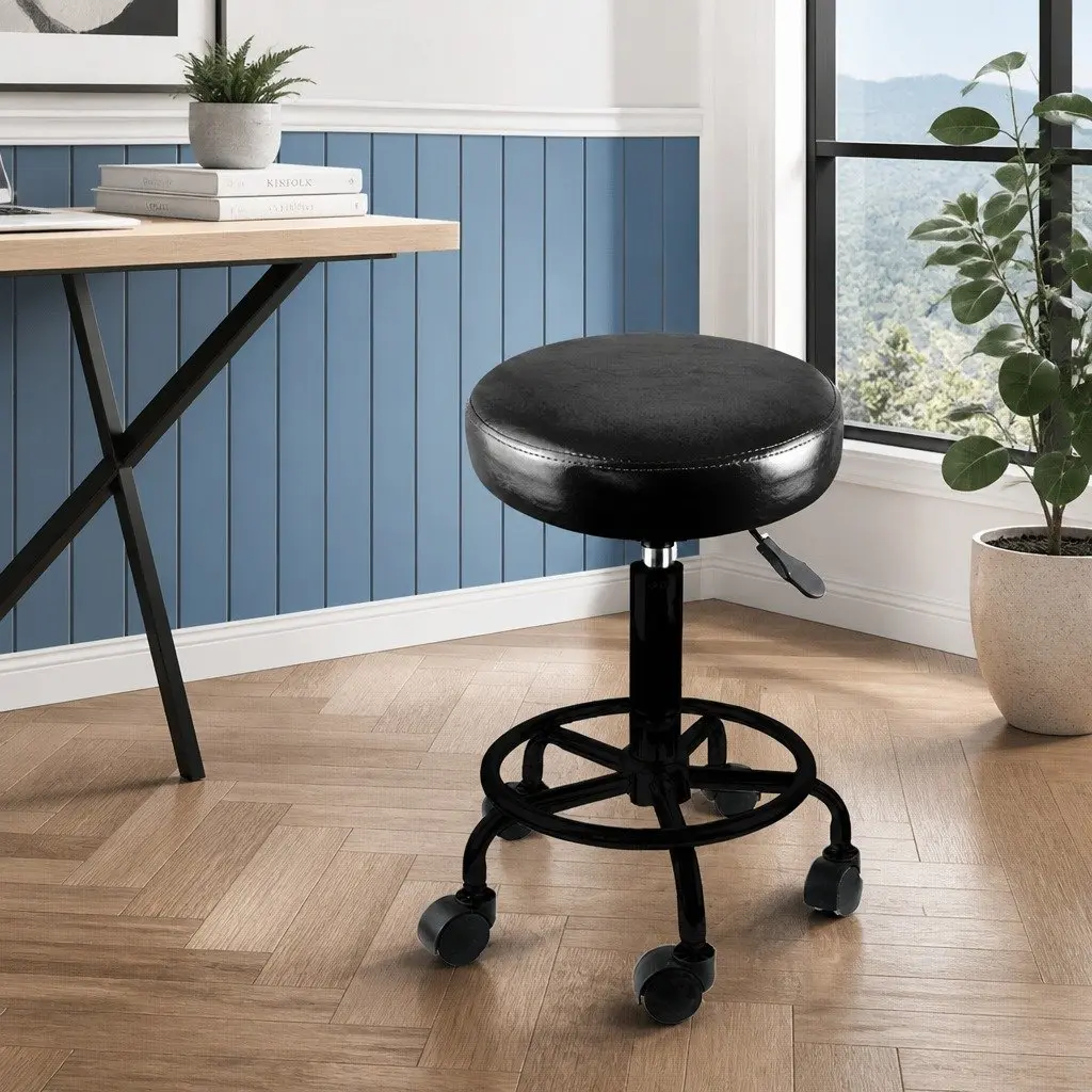 Salon Swivel Bar Stools Adjustable Height 360 Rotation Black