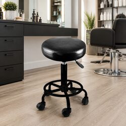 Comfortable Black PU Leather Salon Stool with Gas-Lift