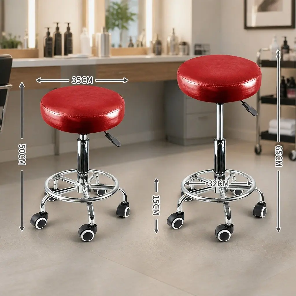 Red Salon Stool for Comfort and Mobility