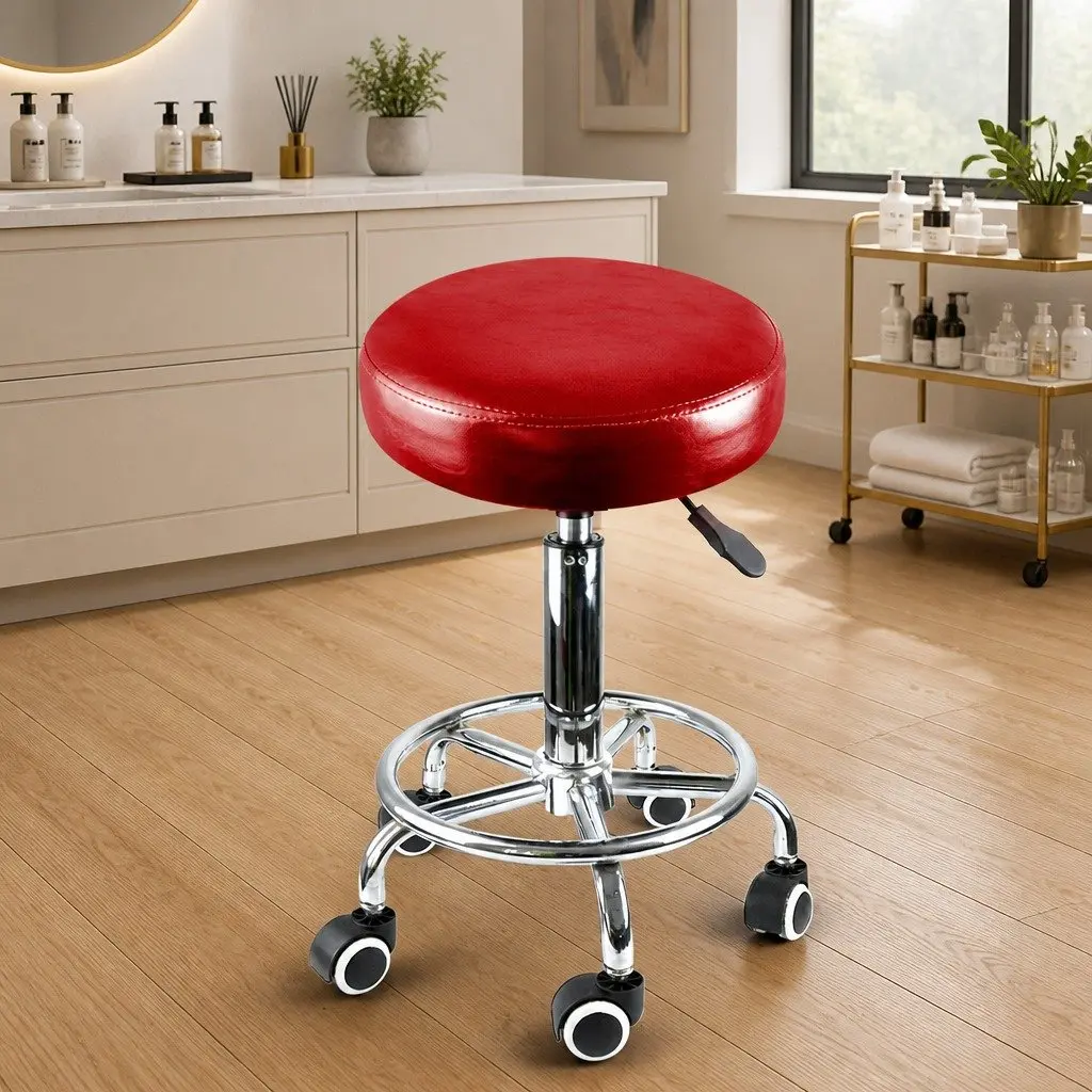 Red Salon Stool for Comfort and Mobility