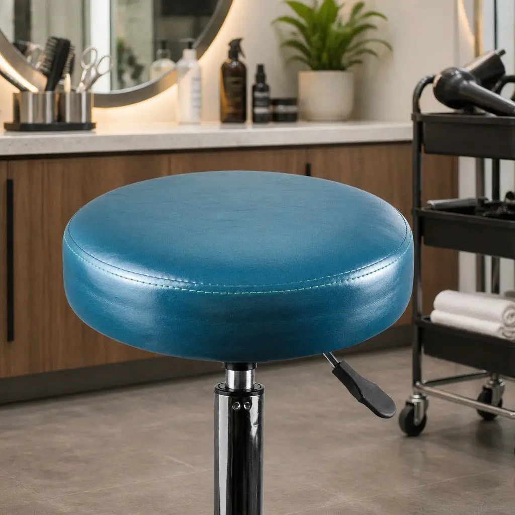 Bar Stools Salon Swivel Stool Teal PU Leather Seat Office Spa Massage Room Stool