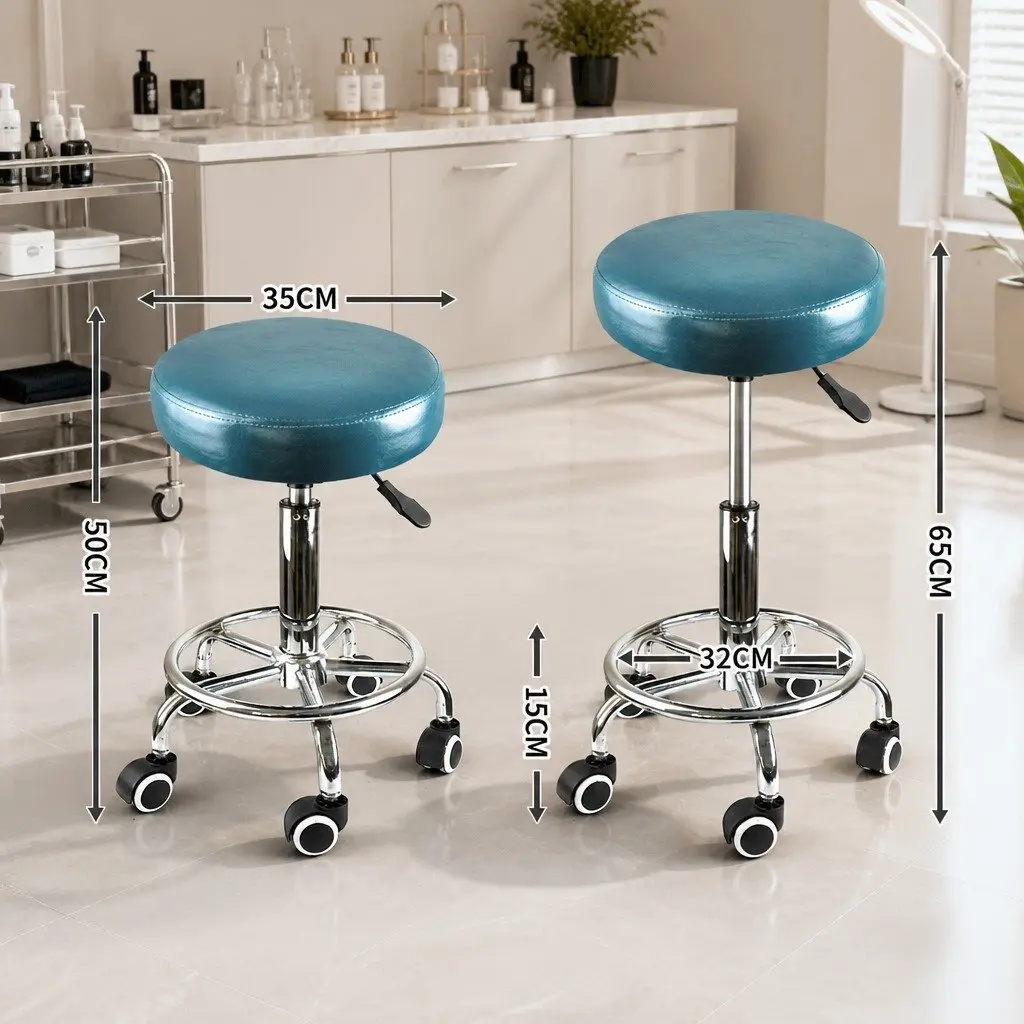 Bar Stools Salon Swivel Stool Teal PU Leather Seat Office Spa Massage Room Stool
