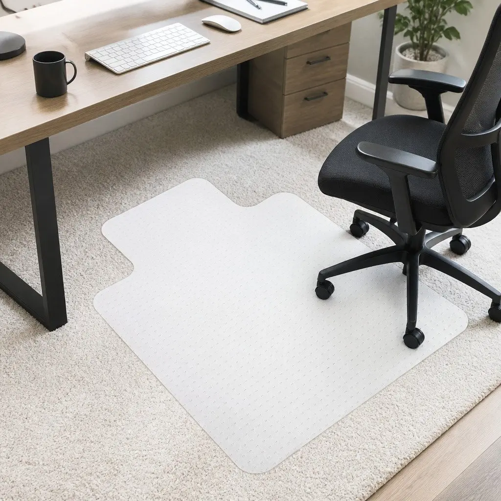 Chair Mat Carpet Floor Protection PVC 135cm x 114cm White