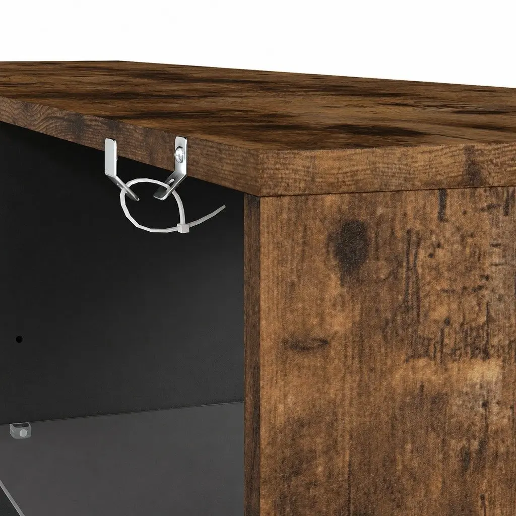 TV Stand Cabinet Storage Entertainment Unit with Glass Display Shelves 140cm Oak