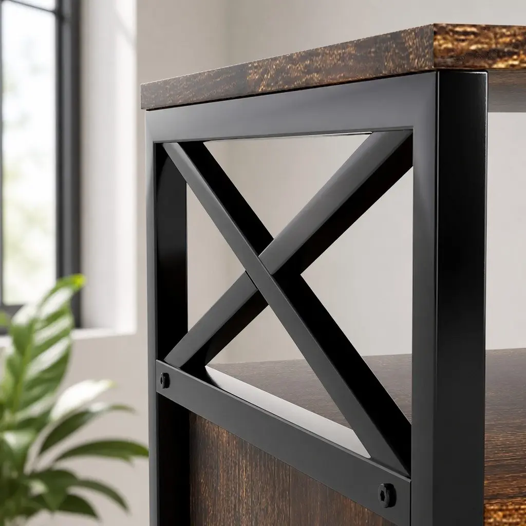 TV Stand Cabinet Industrial Entertainment Unit 147cm Brown