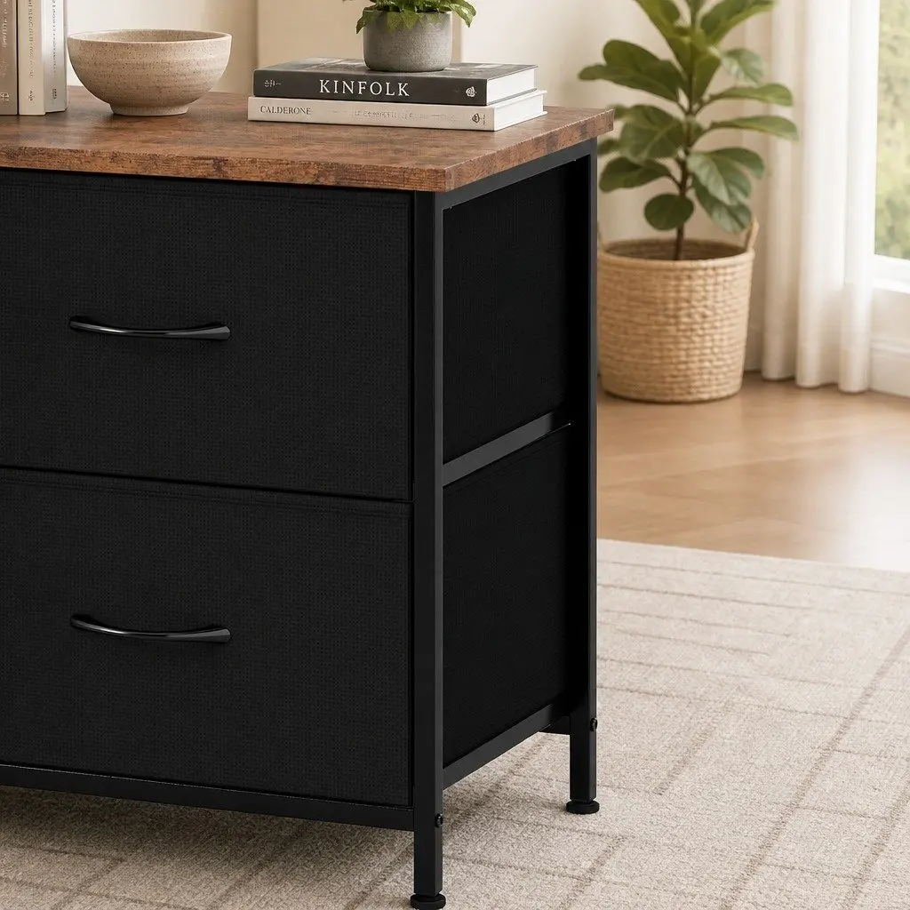 TV Stand Cabinet Entertainment Unit 140cm 5 Drawers Storage Shelves Living Room