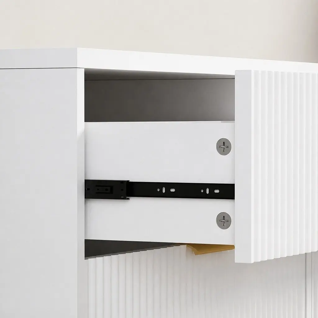 TV Entertainment Unit Cabinet Storage Doors 160cm White Living Room