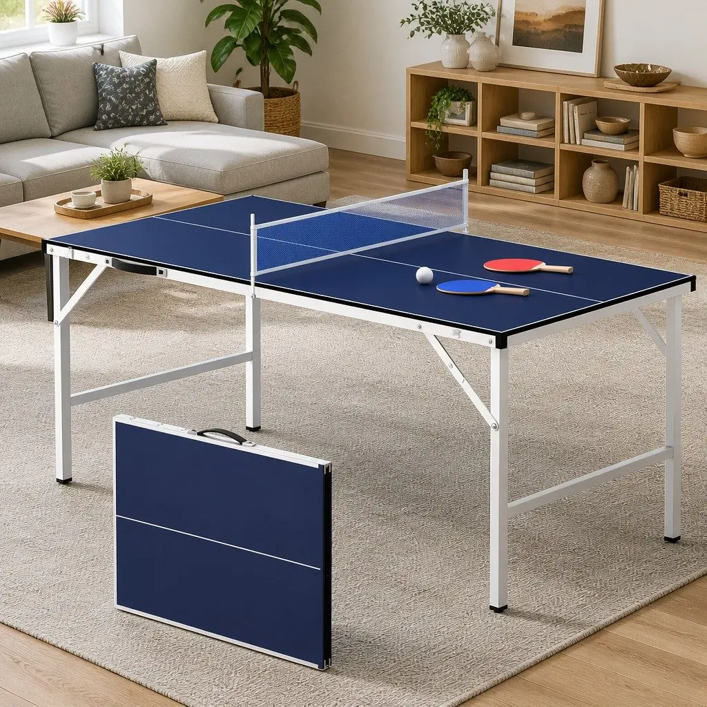Table Tennis Table Portable Foldable Indoor Home Game Blue 152cm L x 76.5cm W x 71cm H